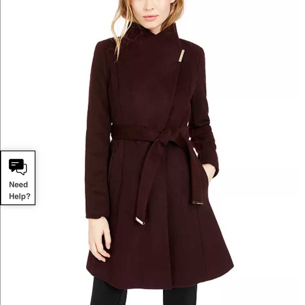 Michael Kors asymetrical belted coat- brand new. Maroon medium